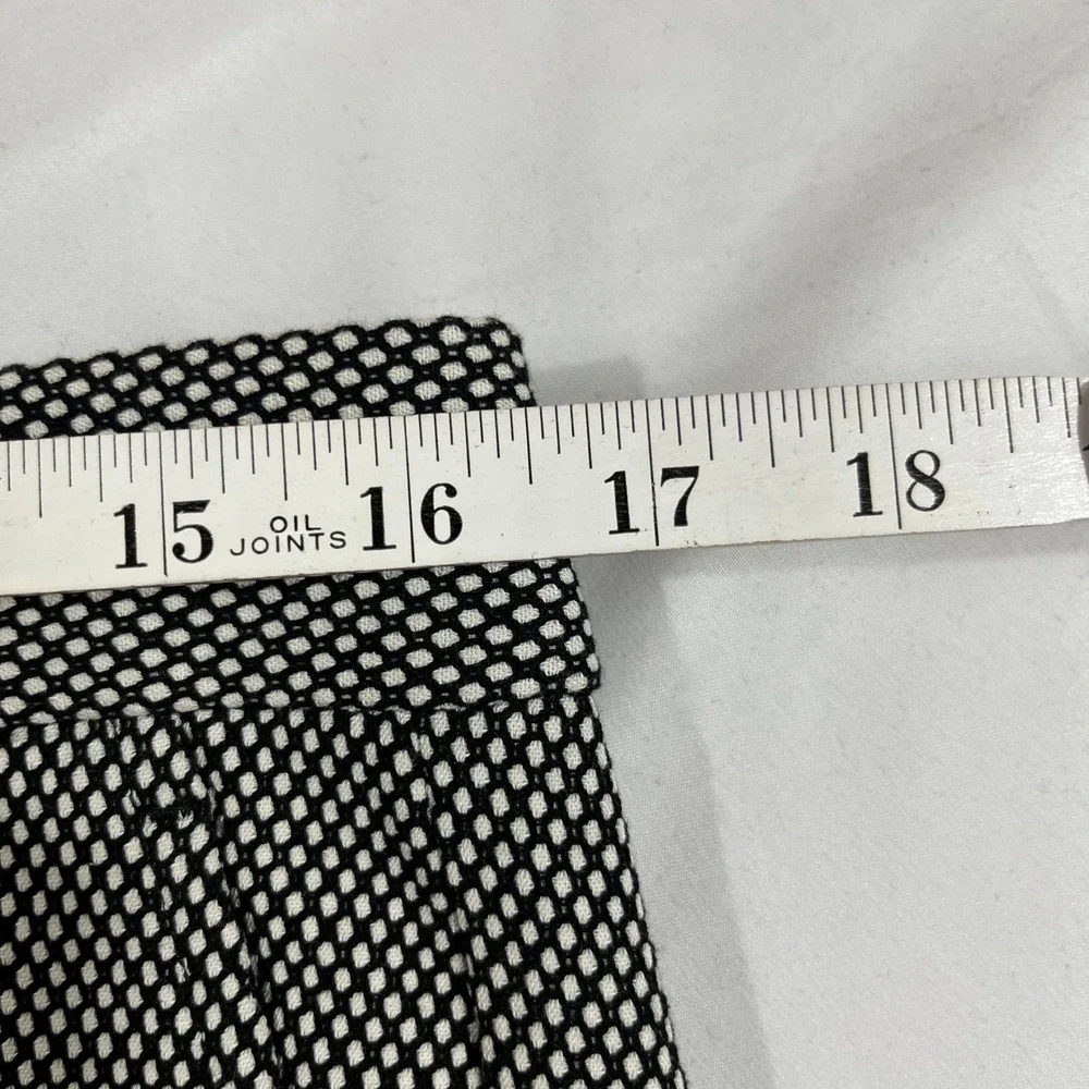 Banana Republic Ryan Pants Women 8 Black White Textured Geometric Straight Leg